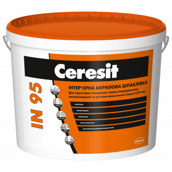 Акрилова шпаклівка для внутрішніх робіт Ceresit IN 95 (0,07 мм)