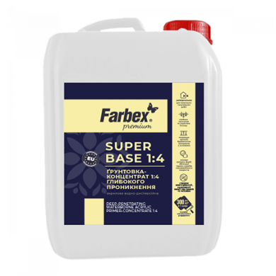 Ґрунтовка-концентрат 1:4 водно-дисперсійна акрилова глибокого проникнення «SuperBase 1:4»