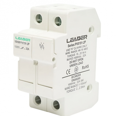 Тримач запобіжника Leader DC2Р 10x38мм 32А/1000В (PV0191-2P)
